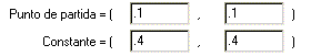 Input boxes for Starting Point and Constants