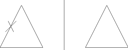 a pic with an x on one line of the original triangle